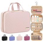 HOTOR Travel Toiletry Bag - Toiletry Bag w/Hanging Hook for Women & Men, Makeup Bag/Big Comparment, Waterproof for Travel Accessories, Travel Essentials, Large, Pink