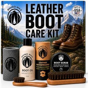 Rhino Wax Leather Boot Care Kit: Leather Boot Cleaner & Conditioner Set USA