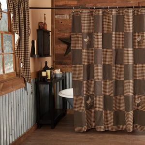 VHC Brands, Farmhouse Star, Cotton, 72x72, Shower Curtain, Black