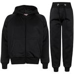 A2Z 4 Kids Plain Girls Boys Tracksuit Hoodie with Jogger Activewear Set - T.S Plain 109 Black 9-10