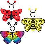 Creatoy 6 Pcs Kids Wings Costumes Set for Girls Boys Fairy Butterfly Bee Ladybug Antenna Headband Halloween Dress Up Party Supplies