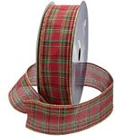 Royal Imports Wired Traditional Clarkston Tartan Plaid Christmas Waterproof Ribbon, Floral & Craft Decor - 2.5" (#40) - 25 Yd (75') - Gold Edge