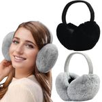 Dwenarry Women Winter Ear Muffs Warm faux fur Earmuffs Foldable Ear Warmer Ladies Ear Covers 2Pack