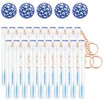 Mekupeu 20 Pcs Mascara Wand Tube Set Diamond Key Chain Tube Empty Mascara Brushes & Eyelash Spoolies Brush Makeup Tool Applicator (Deep blue)