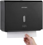 anydry Wall-Mounted Paper Towel Dispenser – Fits Tri-Fold Towels up to 10x3.1 Inches, Holds 200 Sheets, Ideal for Home & Commercial Use (Black)