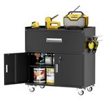 LCAOPC Metal Garage Storage Cabinet with Wheels, Lockable Rolling Tool Chest with Wheels, Tool Cabinet on Wheels, Metal Rolling Utility Cabinet for Home, Office, Garage and Workshop, Black