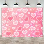 7×5ft Pink Heart Early 2000s Photo Backdrop Valentine's Day Birthday Party Banner Decorations Mother's Day Glitter Heart Sweet 16 18th 30th Women Happy Birthday Photography Background Selfile Decor