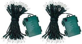 Celebrate A Holiday Battery Operated String Lights - 50 LED Waterproof Outdoor or Indoor Battery Powered Christmas Lights 18ft - 8 Modes Clear Mini Lights for Tree, Wedding, Party, Warm White (2)