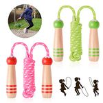 Lorvain Jump Rope for Kids, Boys & Girls Skipping Ropes Wooden Handle Adjustable Cotton Braided Jumping Ropes, for Children Students Preschooler School-Aged Child Outdoor Exercise