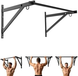 Ktgbvho Wall Mounted Pull Up Bar, 51"/45" Chin Up Bar, 560LBS Capacity, Adjustable Depth (19" or 27"), Heavy Duty Steel Construction, Dual Rings for Resistance Bands & Gymnastics Training