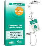 hansgrohe Crometta E Shower System with Thermostat, Rainfall Showerhead (240 x 240 mm), Hand Shower, Chrome, 27281000