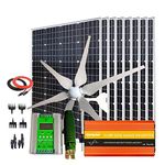 1300 Watts Wind Solar Powered System(Hybrid System Kit): 400W Wind Turbine Generator + 8pcs 120W Monocrystalline Solar Panel + 3000W Pure Since Wave Inverter(Peak 4000W)+Accessories (1360W Solar Wind Kit with 3000w inverter)