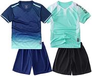 M2C Boys 2-Pack Jersey Soccer Knit Set Sport Team Uniform Shirt and Shorts 9-10 Stars Gradient Blue/Aqua