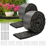 LukLoy Black Rubber Mulch for Landscaping, 2 Pack Recycled Rubber Mulch Mat Roll, Permanent Mulch Edging Border for Garden, 120'' X 4.5''