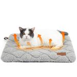 ULIGOTA Self Warming Cat Bed Self Heating Cat Dog Mat Soft & Fluffy Cat Bed Noiseless Thermal Pet Pad for Indoor Outdoor Pets with Removable Cover Non-Slip Bottom (60x45x3cm)