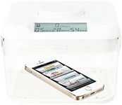 Kitchen Safe Mini: Time Locking Container (White Lid + Clear Base) - 3.0" Height, As Seen on Shark Tank