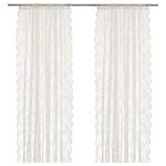 IKEA.. Alvine Spets Polyester Floral Sheer Pair Of Curtains (White, 57X98) 2 Panels,Rod Pocket Curtains