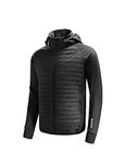 BALEAF Men's Running Jacket Lightweight Thumble Hole Warm Up Puffer Jacket Hybrid Thermal Coat Insulated Hiking Golf, Black, Medium