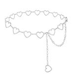 TIESOME Heart Shape Chain Belts for Women, Adjustable Body Link Belts Hollow-Design Metal Waist Chain Fashion Belly Chain(Silver)