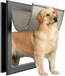 Extra Large Dog Door, XL Dog Door with Self-Closing Insulated Flaps for Extreme Weather, Heavy Duty Aluminum XXL Dogs Doors for Pets Up to 230LBS, for Interior & Exterior Doors, X-Large, Black
