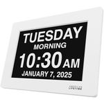 American Lifetime New 2026 Dementia Clock Large Digital Clock for Seniors, Large Display with Custom Alarms, Calendar Clock with Day & Date for Elderly, Clear Numbers Alzheimer Digital Clock White