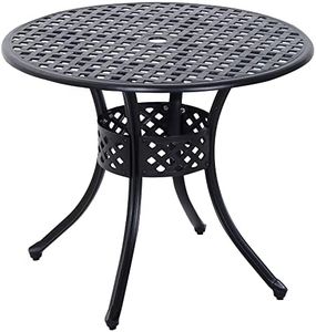 Outsunny Round Cast Aluminum Outdoor Dining Table - Black