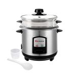 SQ Professional Lustro Electric Rice Cooker and Steamer with Automatic Cooking, Warmer Function Cook Healthy Rice & Vegetable Steamer with Removable Non-Stick Bowl, Measuring Cup & Spatula 0.8L - 350W