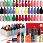 Lavender Violets Gel Nail Polish Set,UV LED Base,Glossy n Matte Top Coat,Blooming Gel Brush Pen Christmas Red Green Colors Sliver Glittery Gold White Pink Nail Art Women Beauty Gift 997