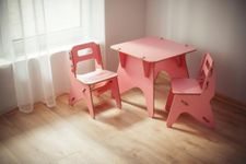 UPRO Kids table and 2 chair set, Playroom set, Montessori table and chair set (Pink)