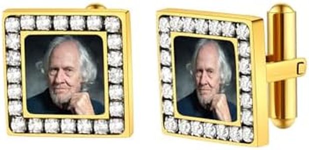 Custom Cufflinks for Men Gold Plated Custom Photo Square Cuff Links Shirt Accessory Bling Personalized Gifts for Dad Father's Day