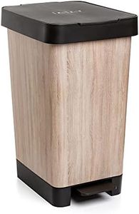 Tatay Poubelle de Cuisine Smart, Capacité 25L, Pédale Rétractable, Polypropylène, Sans BPA, Sac Poubelle 30L. Bois. Dimension 26 x 36 x 47cm