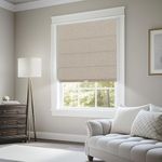 BERISSA Blackout Roman Shades for Windows Cordless,Pull Down Linen Fabric Roman Blinds,Privacy Window Shades for Door Windows,Bedroom,Office,Easy to Install,Light Brown,Custom Size