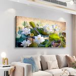 SiGuTie Lotus Canvas Wall Art Bedroom Wall Decor Living Room,Nature Lotus Leaf Wall Art Office Kitchen Artwork Retro Abstract Oil painting Pictures Art Prints Waterproof Ready to Hang-20x40inch