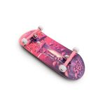 SPITBOARDS 34 x 96 mm Wood Fingerboard Complete Set-Up, Pre Assembled, 5-Layers Wood, Pro Trucks with Lock Nuts, CNC Bearing Wheels, Real Wear Graphics, Lasered Foam Grip Tape, Pink Mushrooms