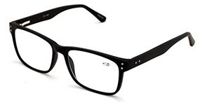 V.W.E. Large Men Premium Rectangle Reading Glasses - Wide Fitment Optical Quality Reader (Black, 2.50)