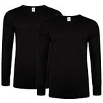 DOLCE ENVY Men's Thermal 2 Pack Long Sleeve Tops Warm Base Layer for Winter Suitable for Daily Use High Performance Full Sleeves Tops (XL, Black)