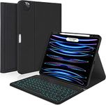 iPad Pro 12.9" Keyboard Case - Compatible with iPad Air 13-inch (M2), iPad Pro 12.9-inch 2022/2021/2020 (6th/5th/4th Gen) - 7 Color Backlit Detachable Wireless Keyboard -Pencil Holder - (Black)