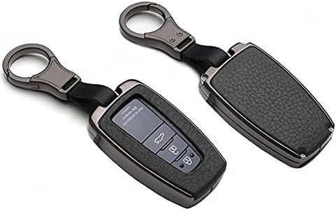 ontto 1 Piece Car Key case for Toyota - Zinc alloy Key Cover for Toyota Camry 3 buttons smart Car Key fob Remote control Key Holder Protector jacket with Keyring key chain key shell Black