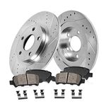 Callahan Rear Drilled Slotted Brake Disc Rotors and Ceramic Brake Pads + Hardware Brake Kit For VW Jetta Beetle Audi A3