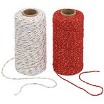 Tenn Well Red Gold and White Gold Twine, 200m Cotton Bakers Twine Perfect for Kitchen Cooking, Baking, Butchers, DIY Crafts, Home Decoration