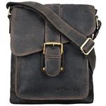 STILORD 'Mattia' Small shoulder bag for men/cross body bag/satchel/for 10.1 inch Tablets/iPads/genuine Vintage Antique leather cow hide, Colour:dark - brown