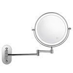 BATHWA Wall Mounted Mirror LED Beauty Mirror 1X/5X Magnification Double Side, Folding Vanity Lamp Retractable 360 Rotating Function Shaving mirror, Powered by 4 x AAA Batteries (not included)