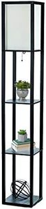 Simple Designs LF1014-BLK Floor Lamp Etagere Organizer Storage Shelf with Linen Shade, Black