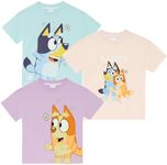 Bluey Girls Three Pack 100% Cotton Oversized Shoulders T-Shirts Bingo, 3 Pack, 2-3 Years