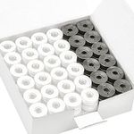 New brothread 144pcs Type L Size (SA155)(96White+48Black) Prewound Bobbin Thread Plastic Side for Commercial & Home Embroidery and Sewing Machine-90 weight Cottonized Soft Feel Polyester Sewing Thread