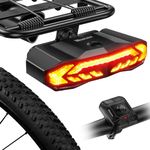 WSDCAM Smart Bike Tail Light for Cargo Rack with Turn Signals and Brake Light, Auto On/Off USB Rechargeable Wireless Remote Bike Horn Alarm Rear Bike Light Reflector Bicycle Tail Light with Rack Mount