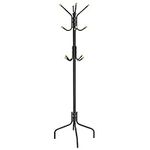 SONGMICS Coat Stand, Metal Coat Rack with 12 Hooks, 4 Legs, Hang Coats, Jackets, Hats, Bags, for Hallway Bedroom Office, Black RCR031B01