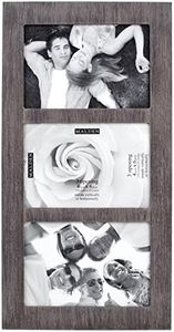 Malden International Designs Distressed Wood Collage Picture Frame, 3 Option, 3-4x6, Rough 3-OP. 4X6 Gray Ridge Linear