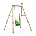 TP Toys Wooden Swing Frame + Quadpod 4-in-1 Ajustable Baby, Toddler and Child Swing Seat, Premium Outdoor Playground Swing Seat with Adjustable Ropes and Safety Strap, 6 months - 8 years