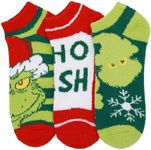 Bioworld Grinch Chenille Adult Ankle Socks (Pack of 3)